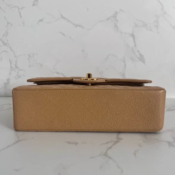 SOLD Vintage Chanel Small Double Flap Dark Beige Caviar - Picture 6 of 13
